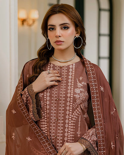 Aalaya Gulnaar | Embroidered Lawn Crinkle Dupatta | Design 5