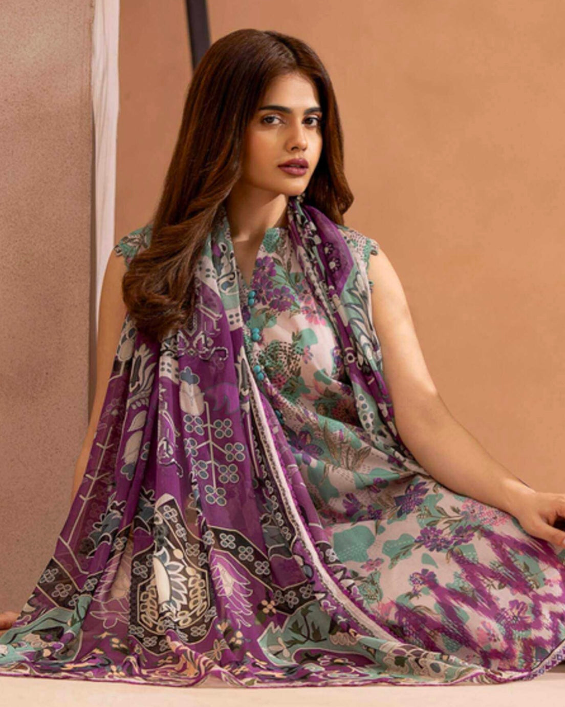 GullJee Rangrez | Printed Lawn Chiffon Dupatta | Design 5