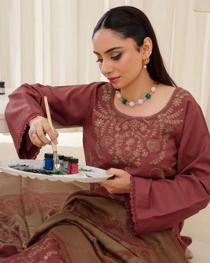 Gull-e-Rukh | Embroidered Dhanak Pashmina Shawl | Design 5