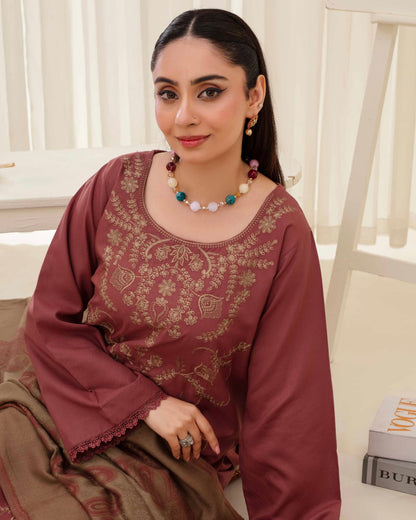 Gull-e-Rukh | Embroidered Dhanak Pashmina Shawl | Design 5