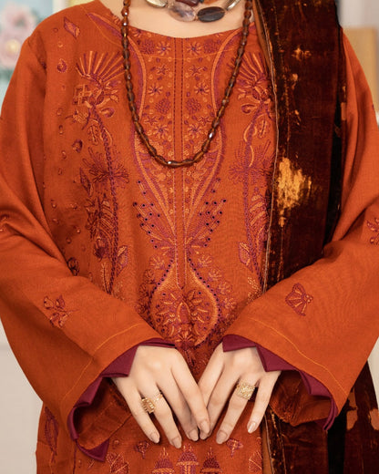 Rangreet | Embroidered Zari Dhanak | Plachi Shawl | Design 5