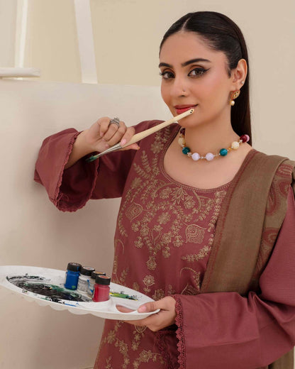 Gull-e-Rukh | Embroidered Dhanak Pashmina Shawl | Design 5