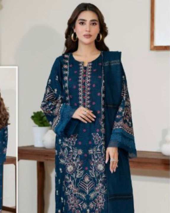 Johra Ramna | Embroidered Jacquard Peach Leather | Design 605