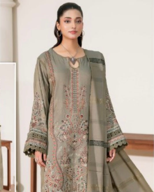 Johra Ramna | Embroidered Jacquard Peach Leather | Design 611