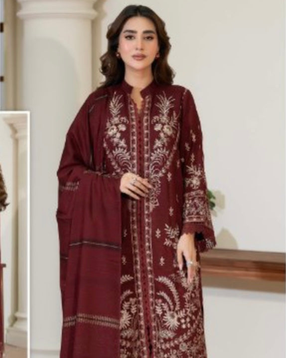 Johra Ramna | Embroidered Jacquard Peach Leather | Design 612