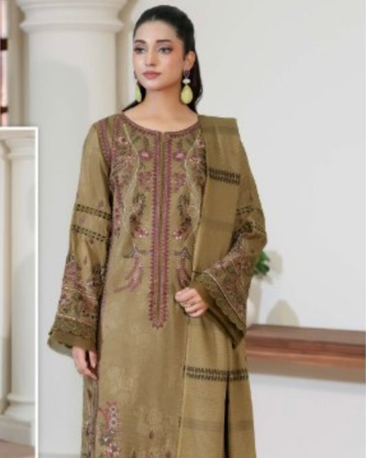 Johra Ramna | Embroidered Jacquard Peach Leather | Design 613