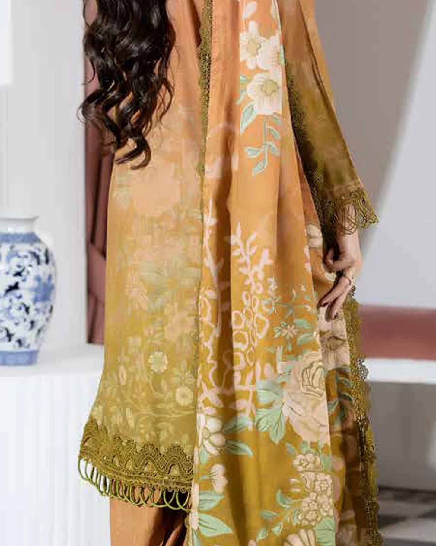Johra Silsila | Embroidered Printed Peach Leather | Design 621
