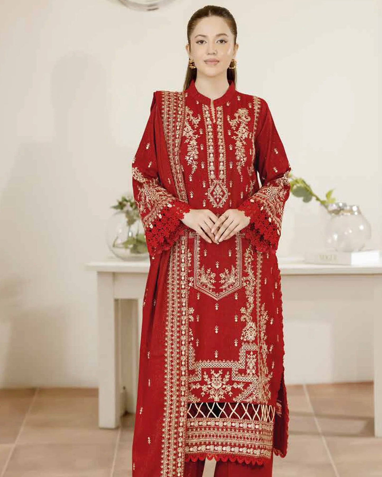 Johra Reet | Embroidered Fancy Peach Leather | Design 625