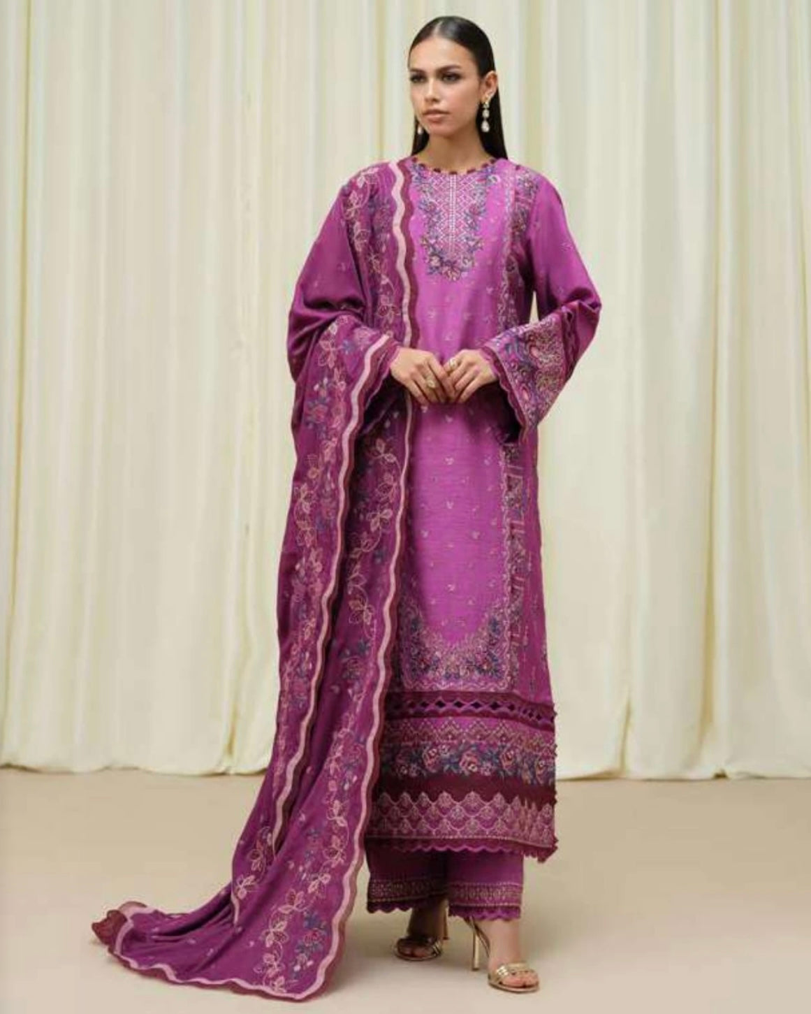 Sapphire | Embroidered Raw Silk 2pc | Design 637