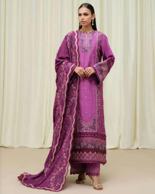 Sapphire | Embroidered Raw Silk 2pc | Design 637