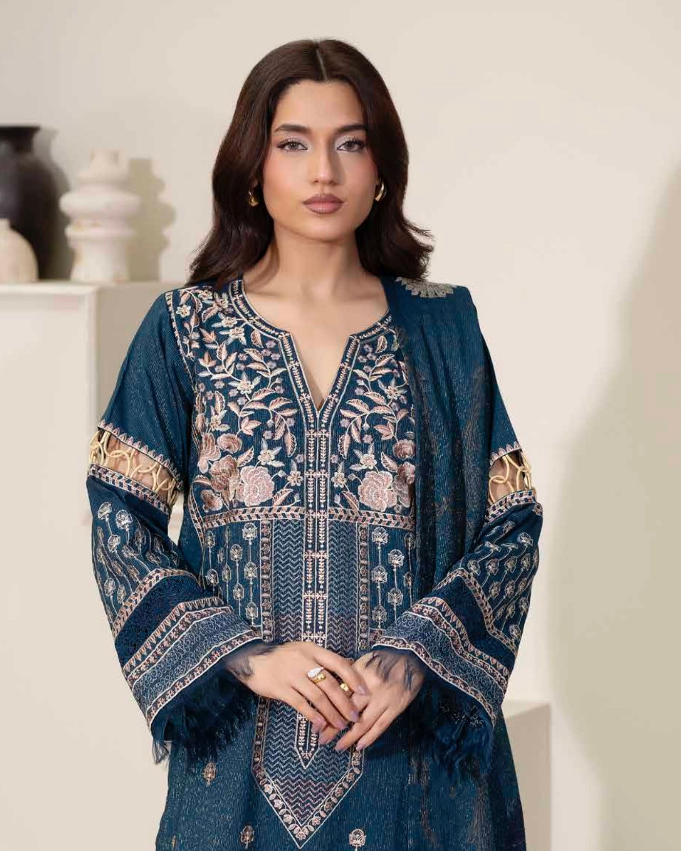 Johra Kabeesha | Zari Peach Leather Velvet | Design 637