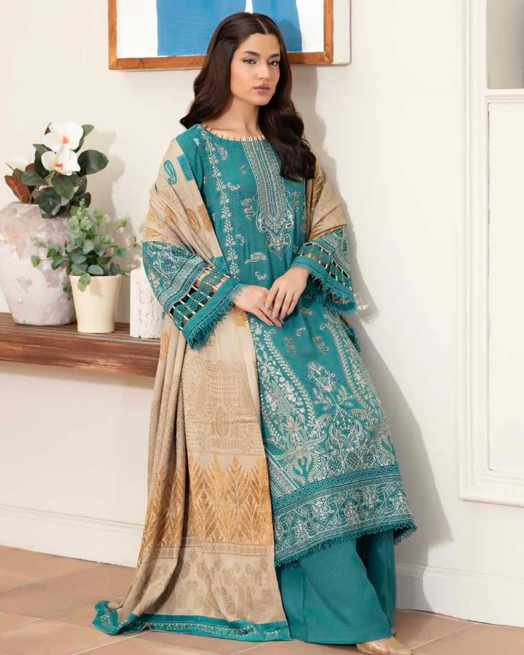 Johra Kabeesha | Zari Peach Leather Velvet | Design 639