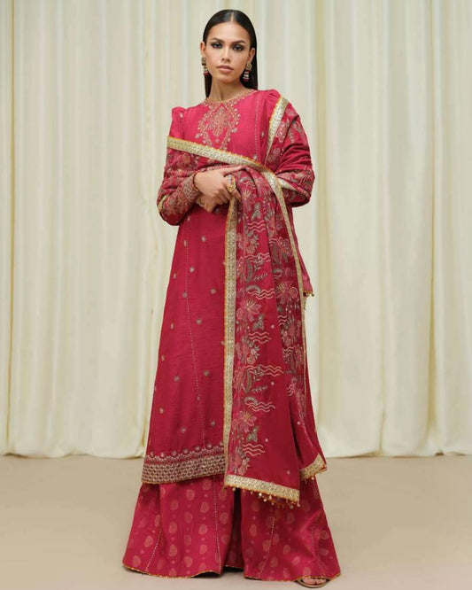 Sapphire | Embroidered Raw Silk 2pc | Design 641