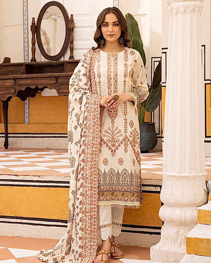 Johra Almaas | Embroidered plus Printed Lawn | Design 650