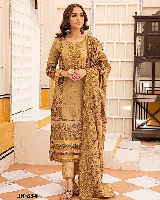 Johra Almaas | Embroidered plus Printed Lawn | Design 654