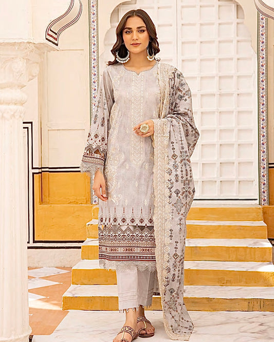 Johra Almaas | Embroidered plus Printed Lawn | Design 655