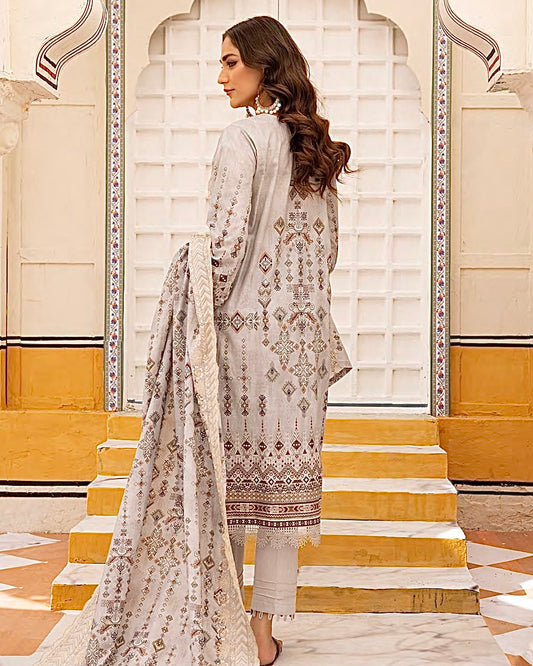 Johra Almaas | Embroidered plus Printed Lawn | Design 655