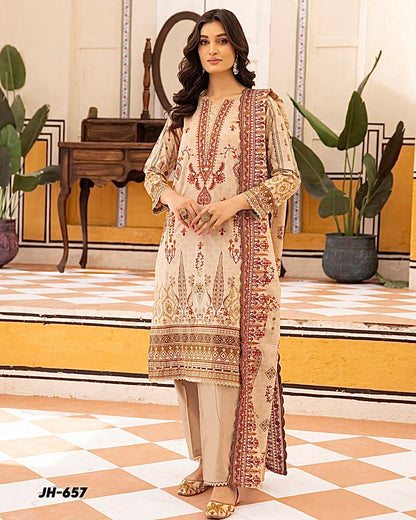 Johra Almaas | Embroidered plus Printed Lawn | Design 657