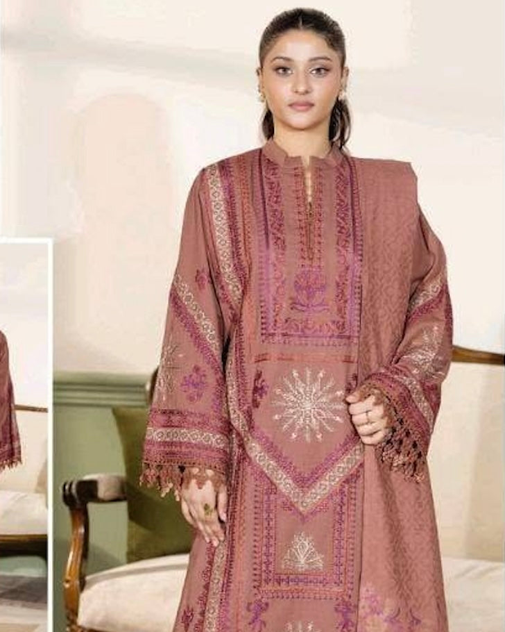 Johra Sabeha | Embroidered Khaddar Jacquard Shawl | Design 659
