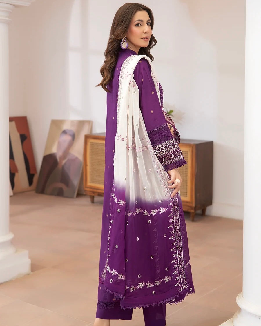 Johra Aqua | Emb Lawn with Emb Chiffon Dupatta | Design 673