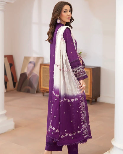 Johra Aqua | Emb Lawn with Emb Chiffon Dupatta | Design 673