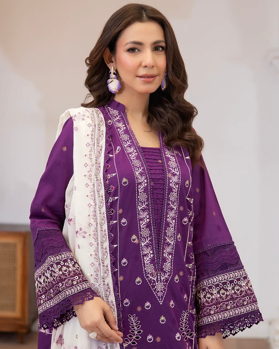 Johra Aqua | Emb Lawn with Emb Chiffon Dupatta | Design 673