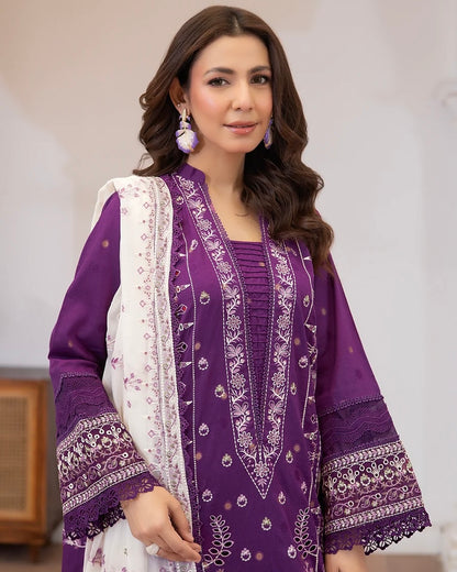 Johra Aqua | Emb Lawn with Emb Chiffon Dupatta | Design 673