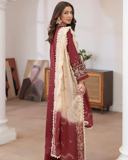Johra Aqua | Emb Lawn with Emb Chiffon Dupatta | Design 675