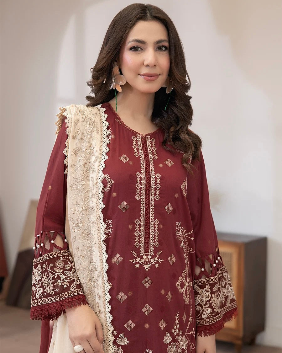 Johra Aqua | Emb Lawn with Emb Chiffon Dupatta | Design 675