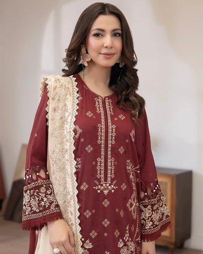 Johra Aqua | Emb Lawn with Emb Chiffon Dupatta | Design 675