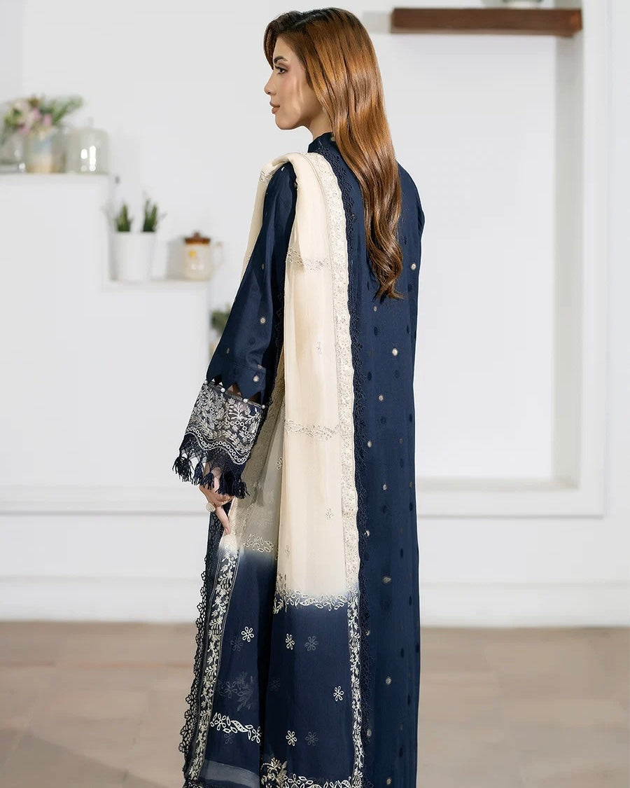 Johra Aqua | Emb Lawn with Emb Chiffon Dupatta | Design 677
