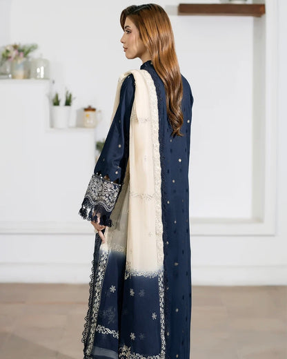 Johra Aqua | Emb Lawn with Emb Chiffon Dupatta | Design 677