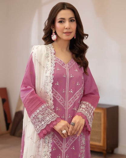 Johra Aqua | Emb Lawn with Emb Chiffon Dupatta | Design 680