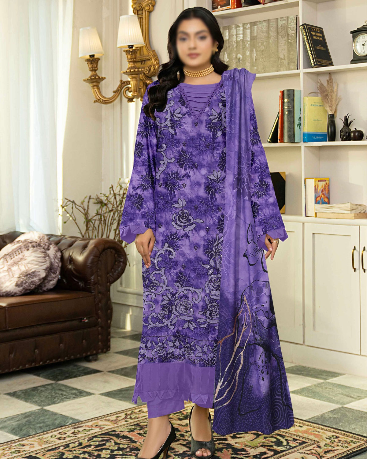 Fantak Batik | Embroidered Printed Karandi | Design 6