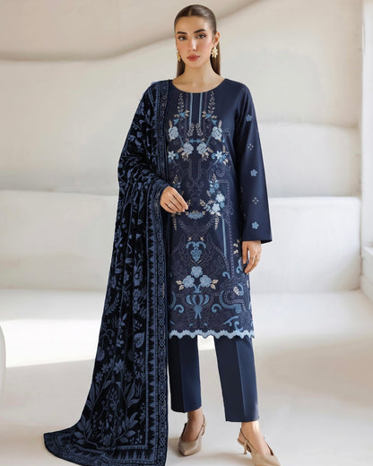 Aizy Anaya | Emb Zari Dhanak with Plachi Shawl | Design 6