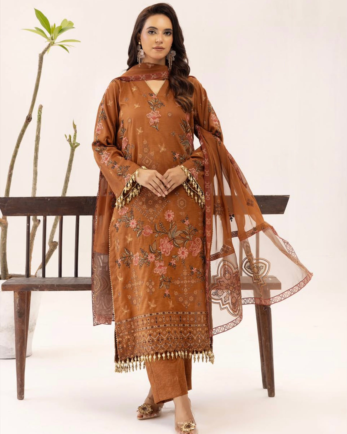 Palwasha Vaniya | Emb Karandi with Emb Chiffon Dupatta | Design 6