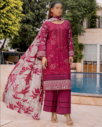 Fantak Jasmine | Embroidered Printed Staple | Design 6