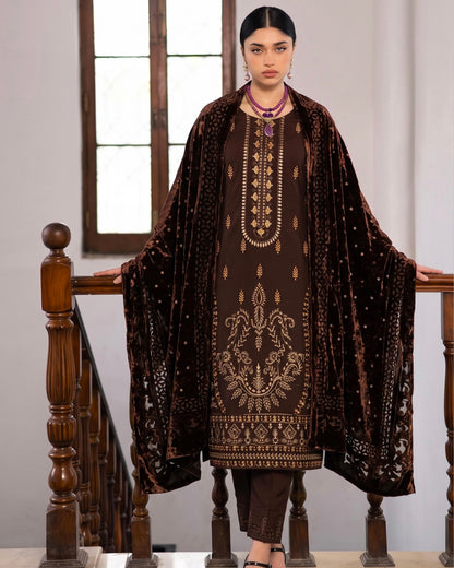 Aizy Amber | Emb Dhanak with Plachi Shawl | Design 6
