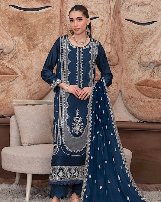 GulleRukh Upscale | Emb Lawn Emb Chiffon Dupatta | Design 6