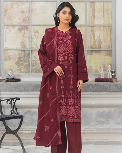 Fantak Afsanah | Emb Dhanak with Emb Wool Shawl | Design 6