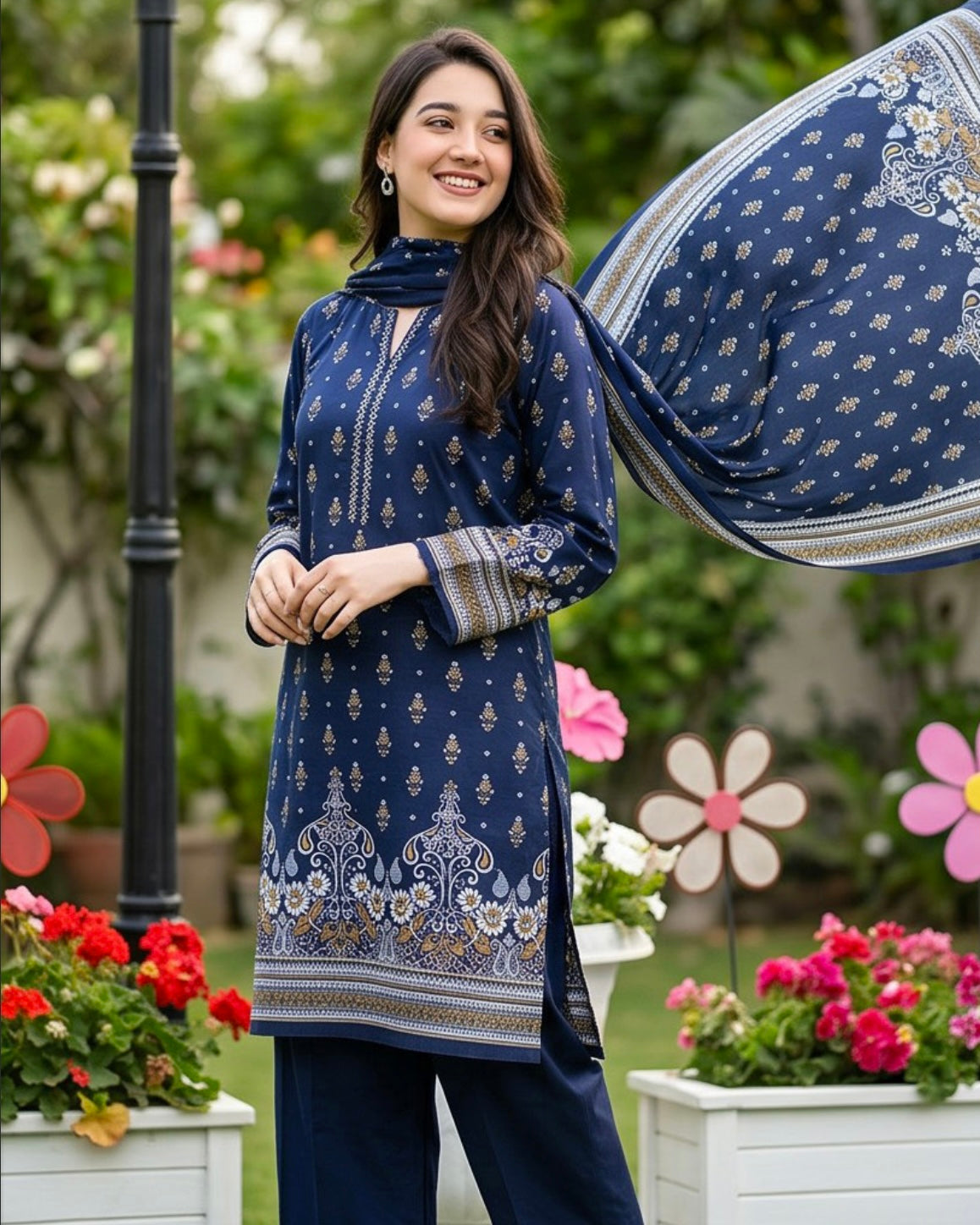 Regalia | Gold Paste Printed Lawn 3pc | Design 6