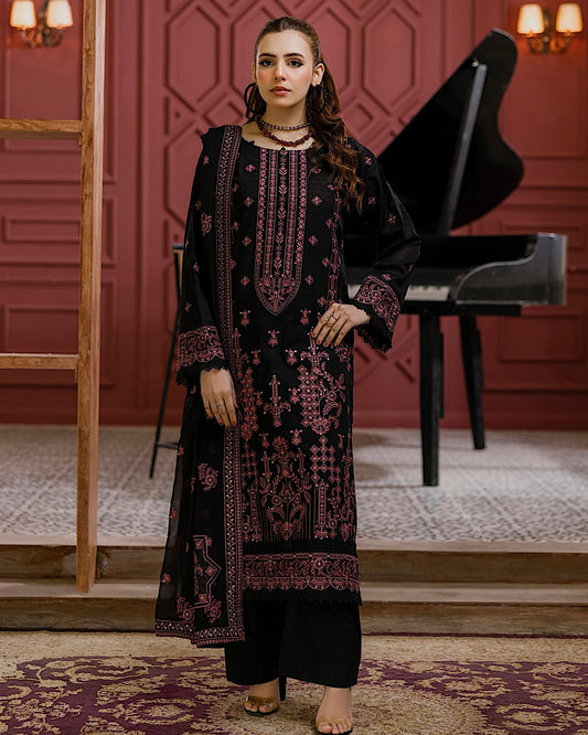 Aalaya Gulnaar | Embroidered Lawn Crinkle Dupatta | Design 6