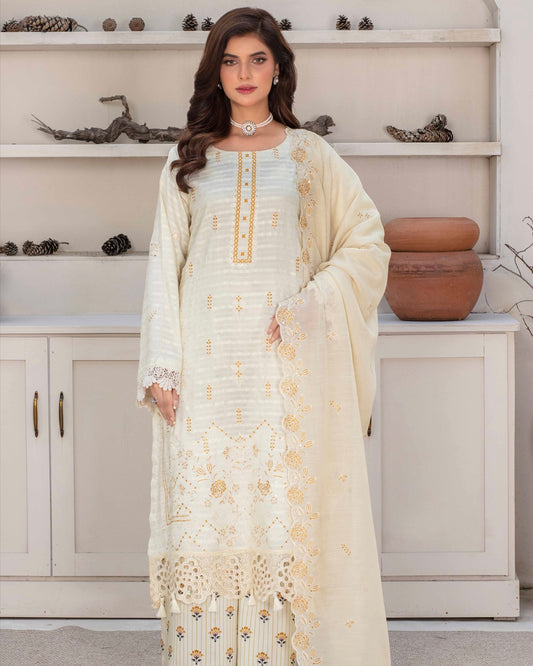 Gullerukh Afsana | Embroidered Stripe Viscose | Design 6