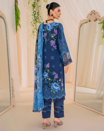 Coral Fall Edit | Printed Linen with Chiffon Dupatta | Design 6