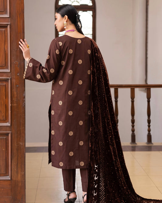 Aizy Amber | Emb Dhanak with Plachi Shawl | Design 6