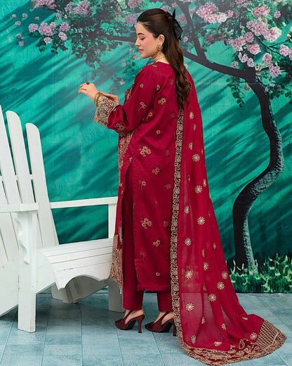 Gullerukh Baroshia | Embroidered Lawn Makhmal Dupatta | Design 6