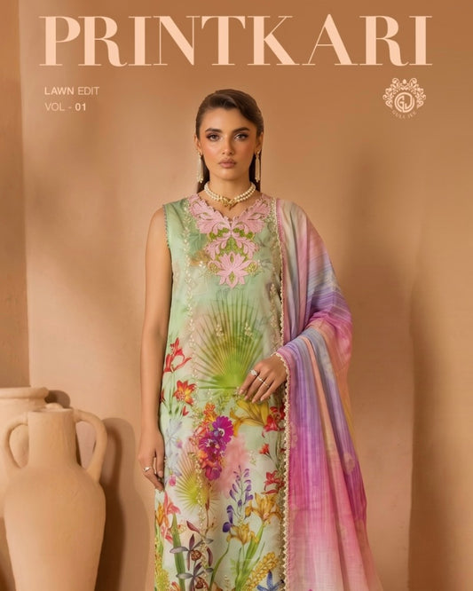 GullJee Printkari | Embroidered Printed Lawn | Design 6