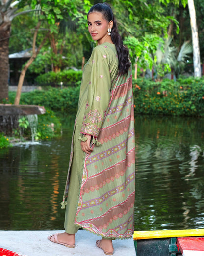 Gullerukh Marjan | Embroidered Linen Monar Dupatta | Design 6
