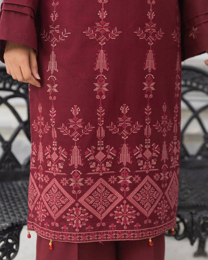 Fantak Afsanah | Emb Dhanak with Emb Wool Shawl | Design 6