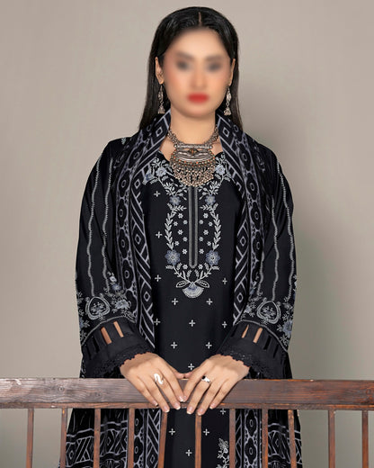 Fantak Zabaish | Emb Dhanak with Plachi Shawl | Design 6
